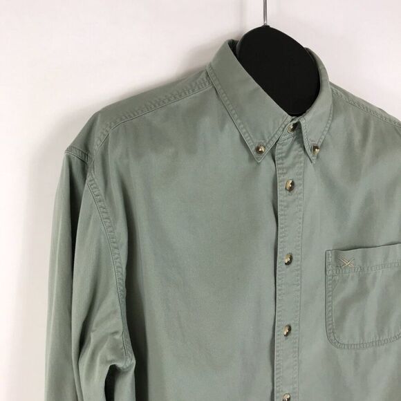 Eddie Bauer Casual Button Down Shirt Men's Large Green 100% Cotton Woven Outdoor - Picture 4 of 11